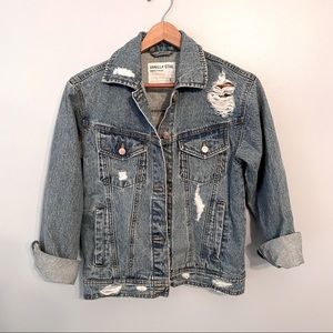 Vanilla Star | NWOT Distressed Denim Jacket Medium Blue Small